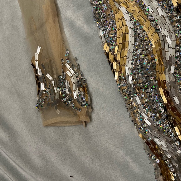 Jovani - chromed Long Sleeve Illusion Scoop Neck Sheath Dress - Picture 12 of 12